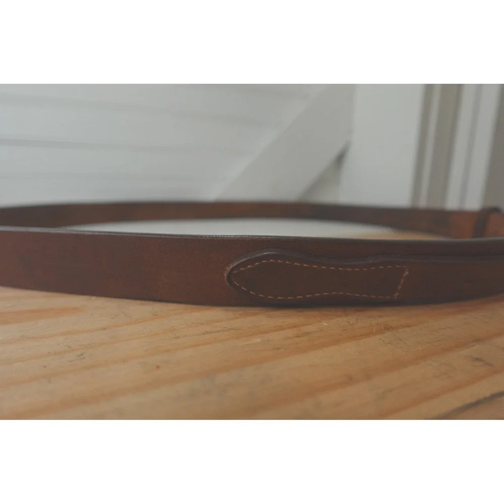 Men's Vintage Brown Leather Belt size 40 Brass Buckle Double Hitch Inner Outer